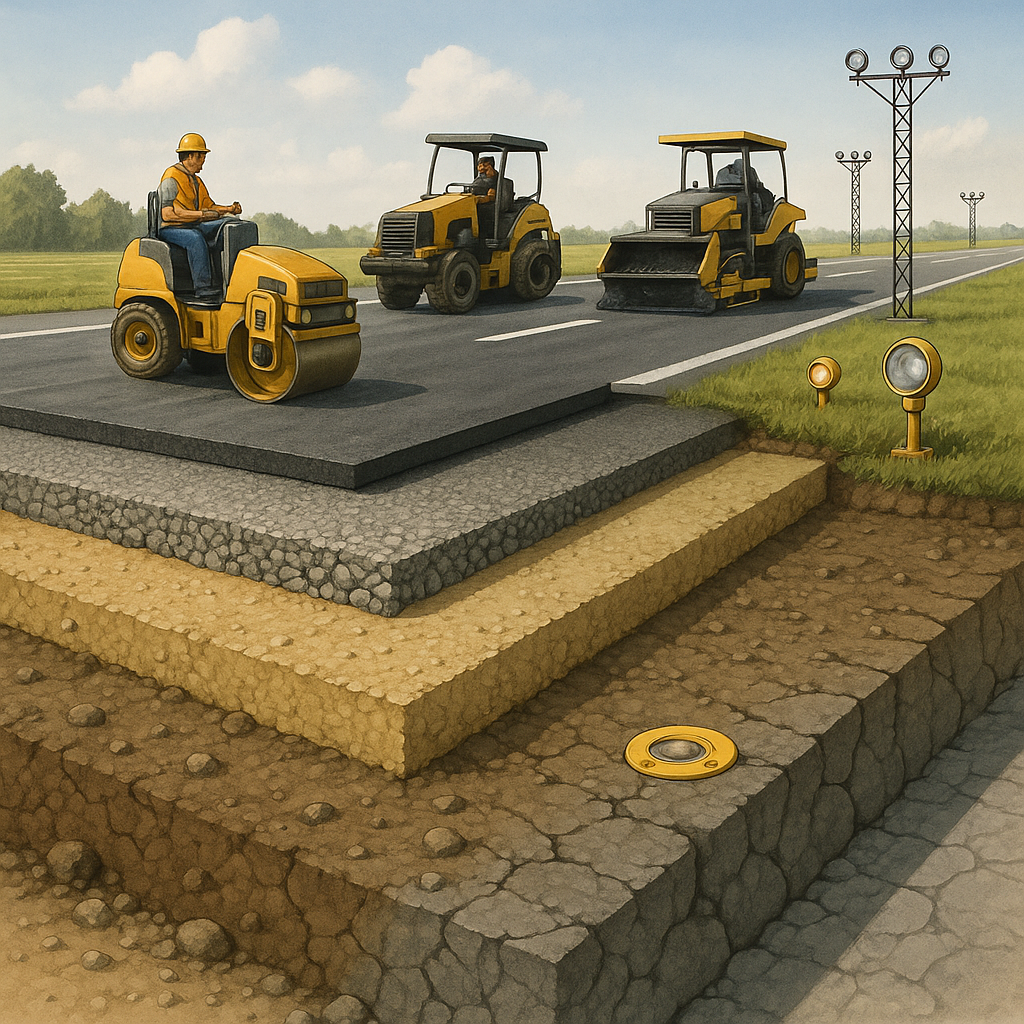 Jak buduje się pas startowy – od geologii po systemy oświetlenia.