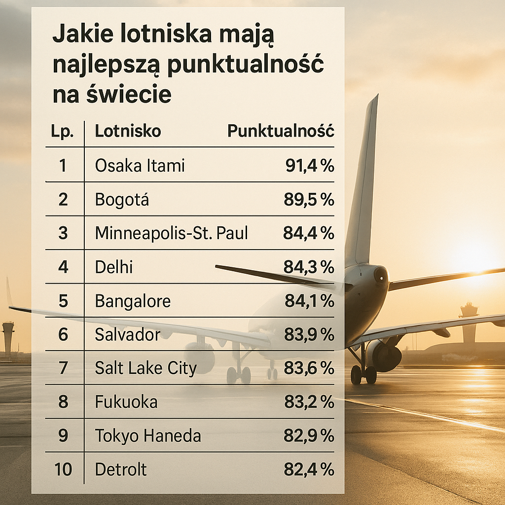 Jakie lotniska mają najlepszą punktualność na świecie.